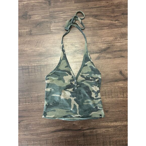 True Religion Camo Halter Crop Top, Sz Medium - Picture 2 of 10